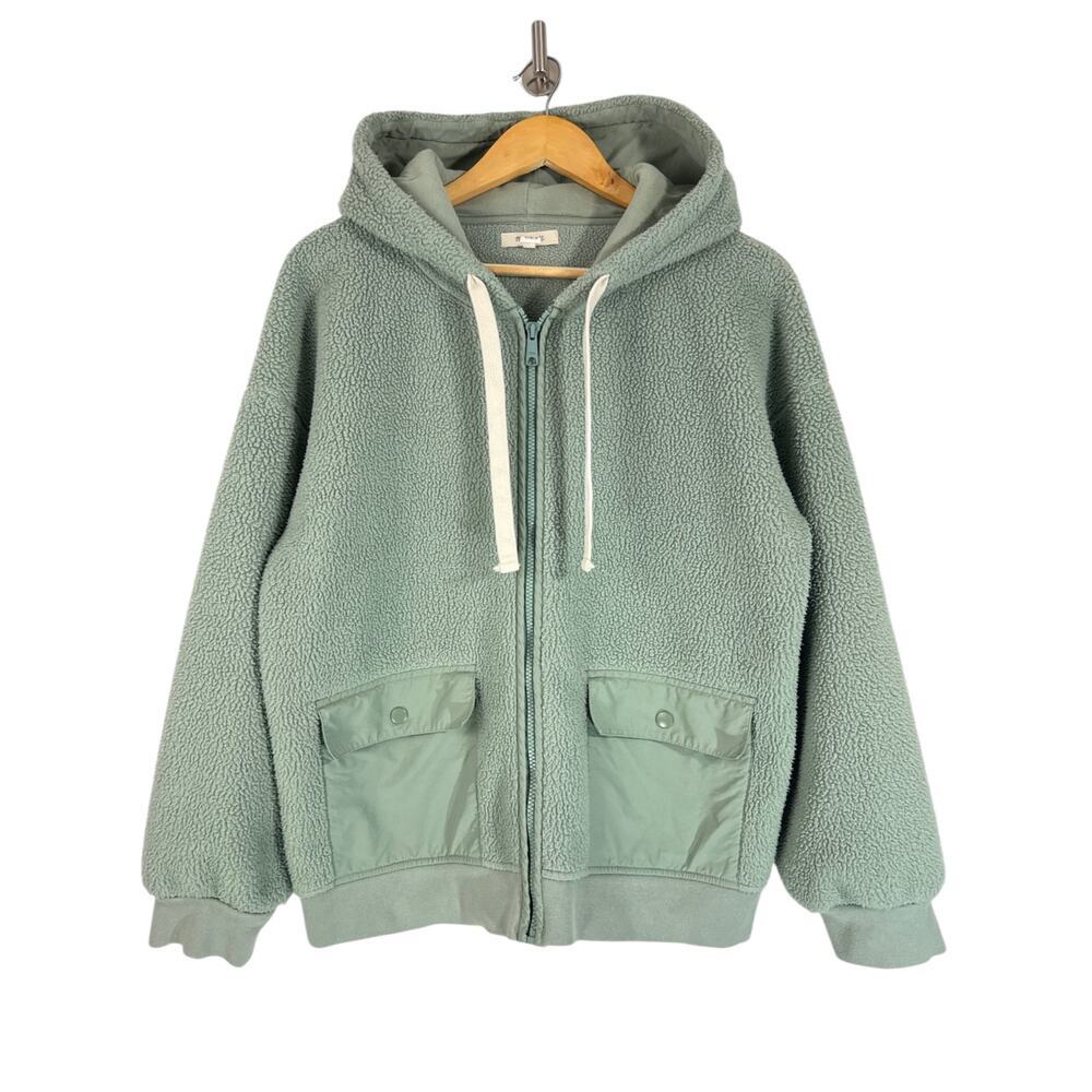 Madewell (Re)sourced Recycled Fleece Hooded Zip Jacket Frosted Willow Size L - Picture 4 of 13